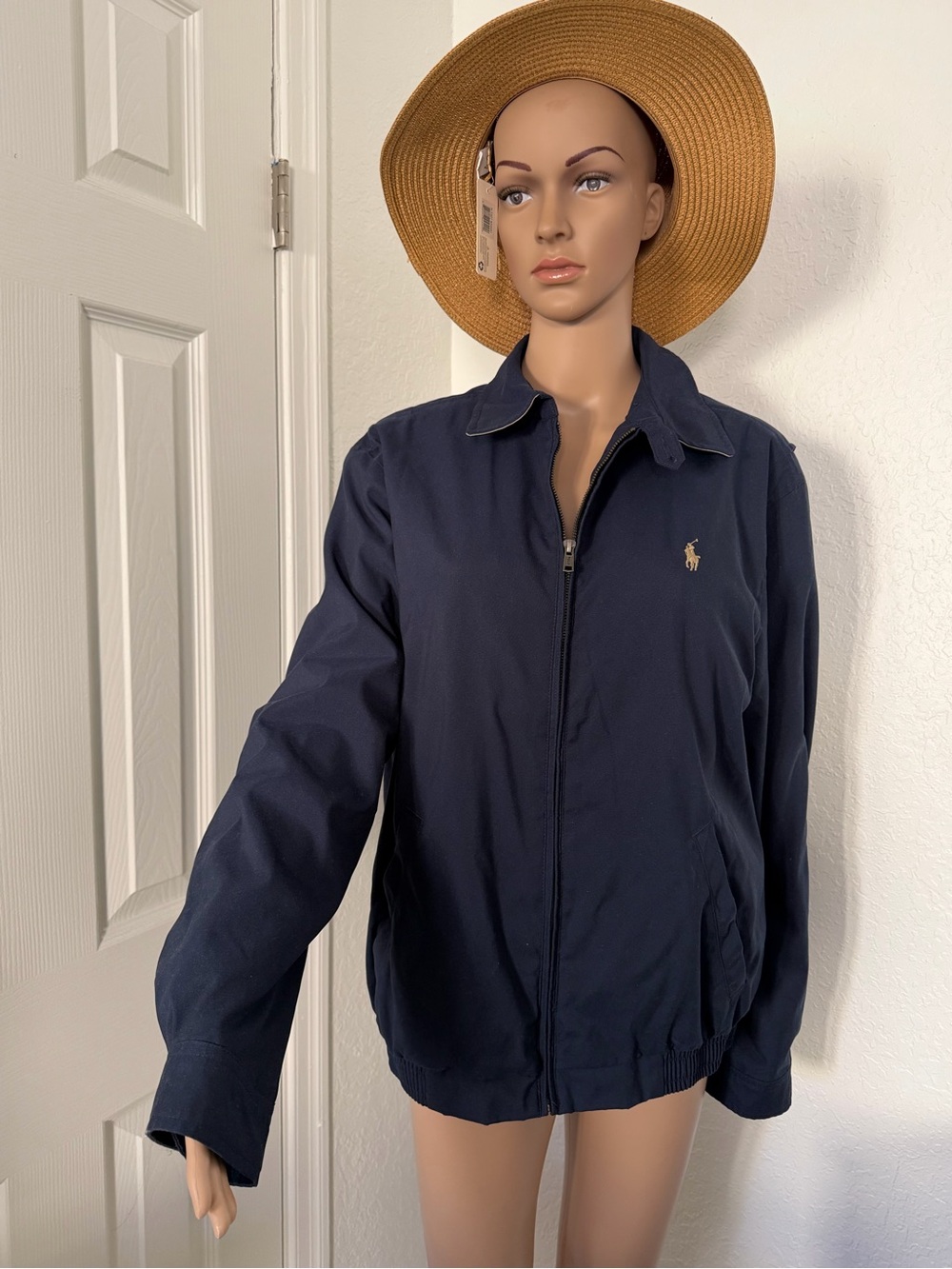 Polo by Ralph Lauren Navy Blue Bomber Jacket with Embroidered Pony
